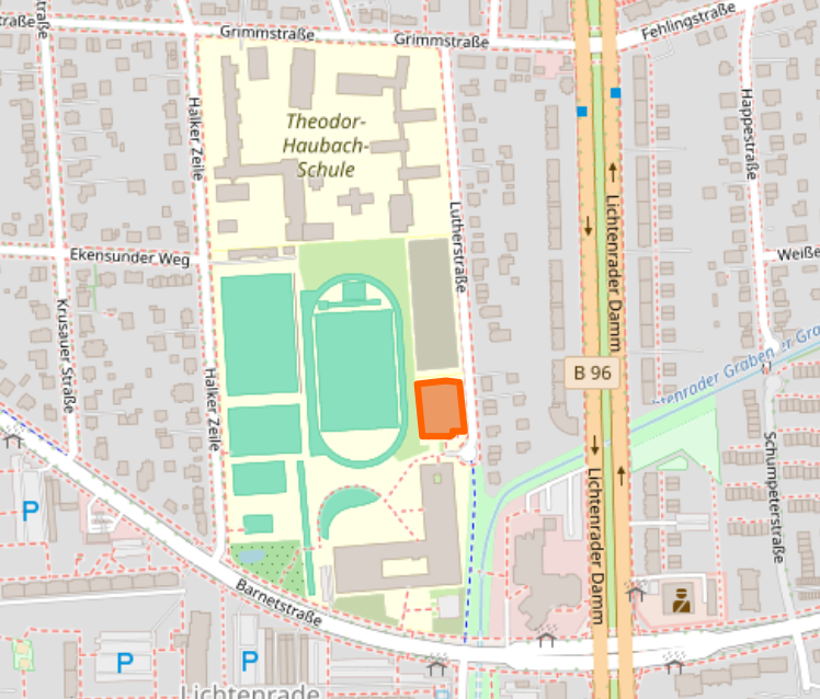Lagekarte der Sporthalle Annedore-Leber-GS in Tempelhof