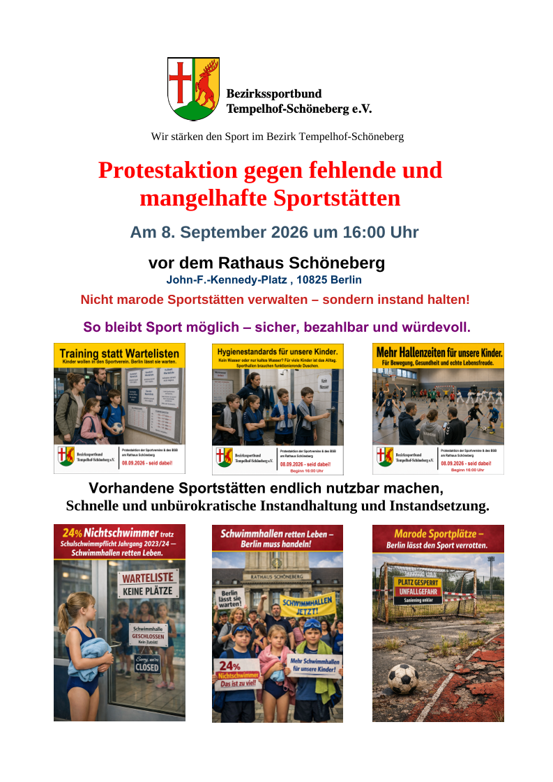 Plakat Protestaktion gegen mangelhafte Sportstätten