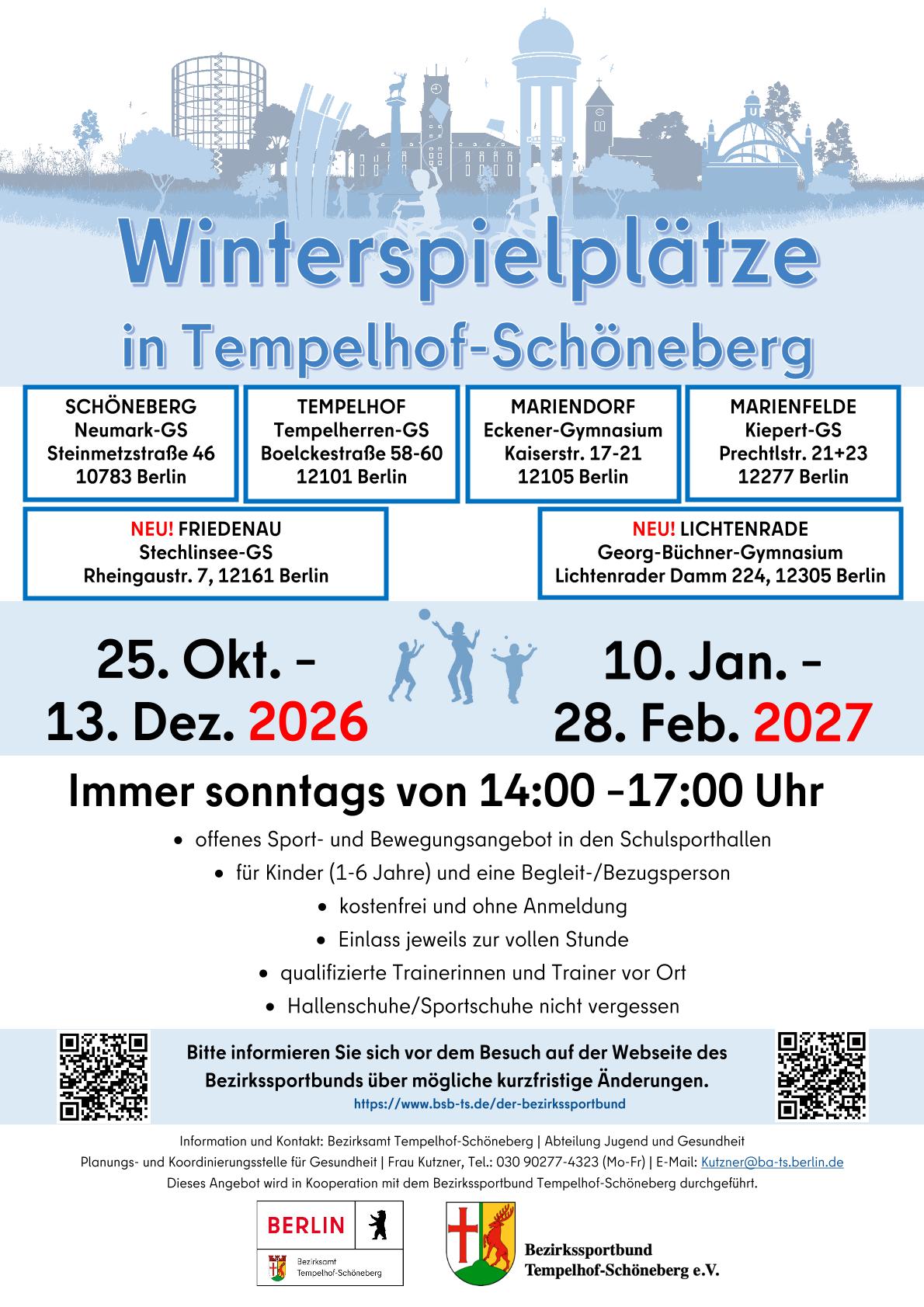 Plakat Winterspielplätze 2026/2027
